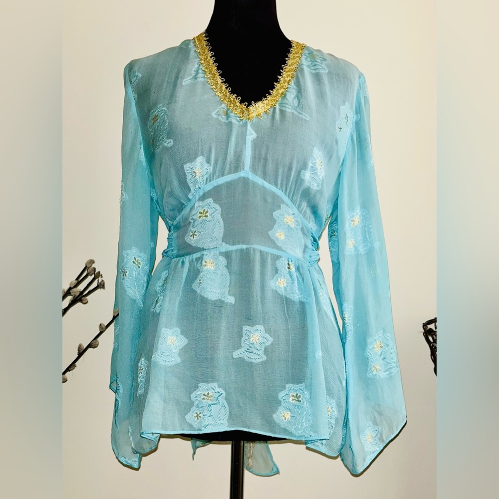 Milly silk and metallic glitter blouse